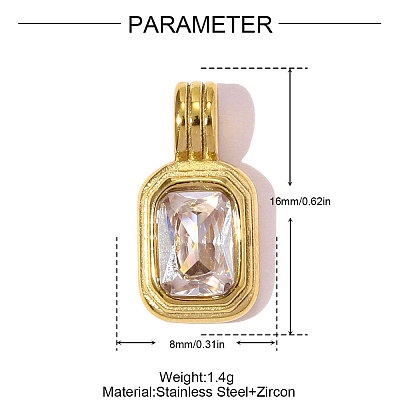 304 Stainless Steel Micro Pave Cubic Zirconia Pendants STAS-OY007-51G-1