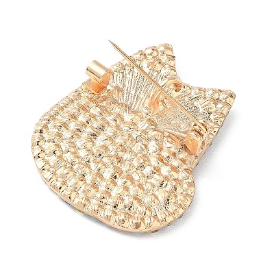 Cat Alloy Rhinestone Brooch JEWB-K039-04KCG-1