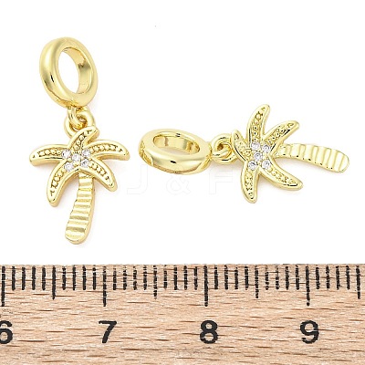 Brass Micro Pave Cubic Zirconia European Dangle Charms KK-D325-18G-1