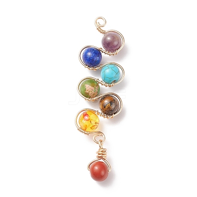 Chakra Gemstone Beaded Big Pendants PALLOY-JF01626-1