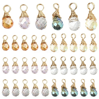 10Pcs Glass Pendants PALLOY-YW00130-01-1