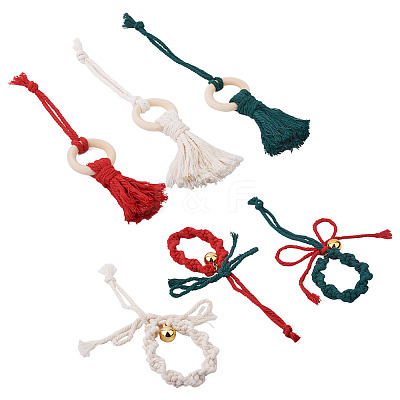2 Sets 2 Style Christmas Theme Cotton Weave Pendant Decorations Sets HJEW-CF0001-11-1