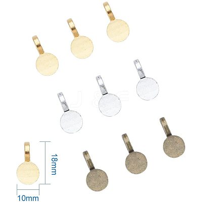 Tibetan Style Alloy Glue-on Flat Pad Bails TIBEP-PH0004-13-1
