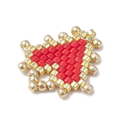 Handmade MIYUKI Glass Seed Beaded Heart Pendants PALLOY-MZ01067-1