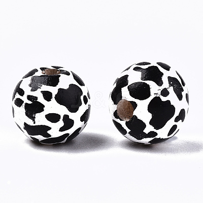 Printed Natural Wooden Beads X-WOOD-R270-07A-1