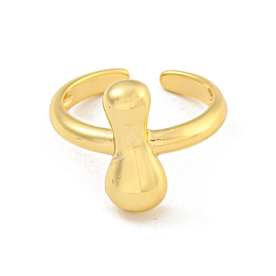 Brass Letter Open Cuff Rings for Women RJEW-G313-01I-G-1