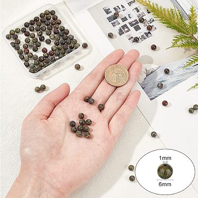 Natural Dragon Blood Jasper Bead Strands G-OC0001-18-6mm-1