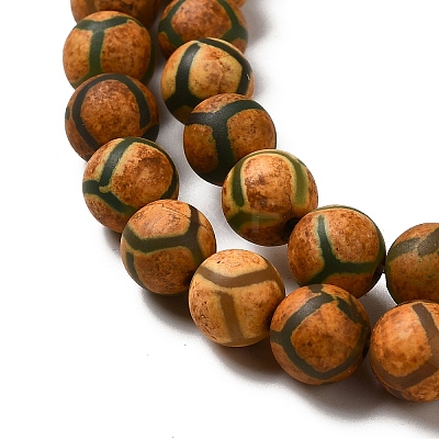 Tibetan Style Turtle Back Pattern dZi Beads Strands G-P229-A-04-8mm-1