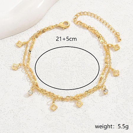 Brass Flower Charm Anklets AN0339-2-1