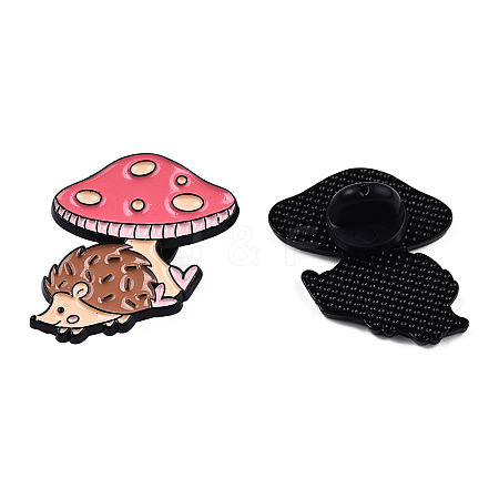 Hedgehog with Mushroom Enamel Pin JEWB-N007-253-1