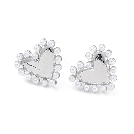 Heart Rack Plating Brass Stud Earrings for Women EJEW-K245-13P-1