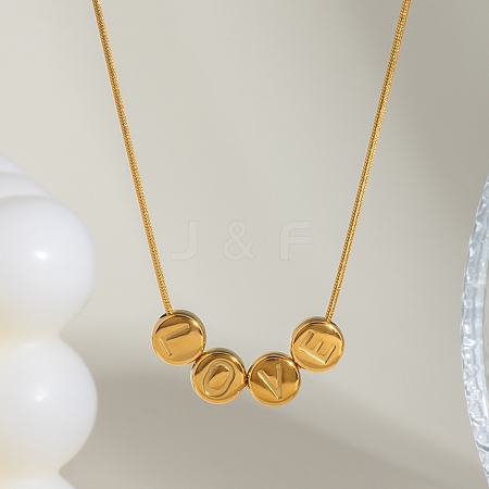 304 Stainless Steel Love Letter Pendant Necklaces for Women HR7701-1-1