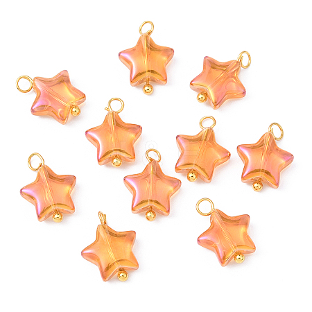 10Pcs Glass Pendants PALLOY-YW00065-07-1