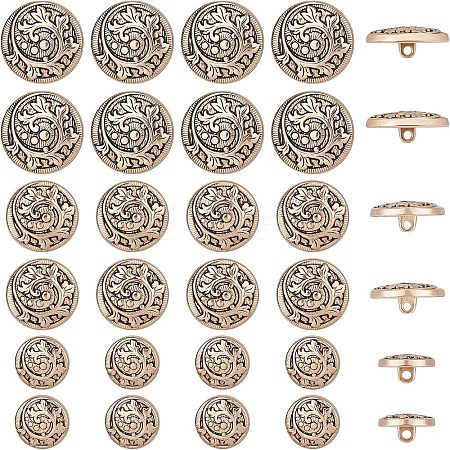 CHGCRAFT 30Pcs 3 Style Alloy Shank Buttons FIND-CA0004-77LG-1