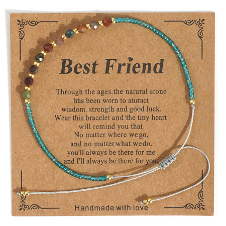 Elegant Natural Gemstone & Glass Seed Round Beads Braided Beaded Bracelets for Women HW1161-9-1