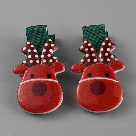 Cute Christmas Acrylic Alligator Hair Clips PHAR-WH0013-03A-1