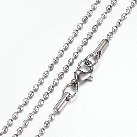 Tarnish Resistant 304 Stainless Steel Ball Chain Necklaces STAS-G083-34P-1