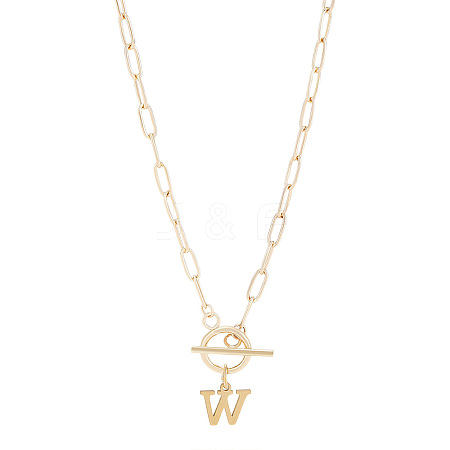 304 Stainless Steel Letter Pendant Necklaces NJEW-LP0001-52W-G-1