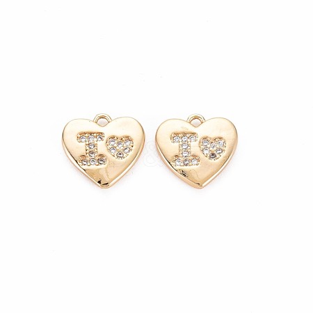 Brass Micro Pave Clear Cubic Zirconia Charms KK-S364-103-1
