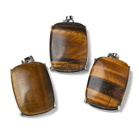 Natural Tiger Eye Pendants G-Z070-01P-05-1