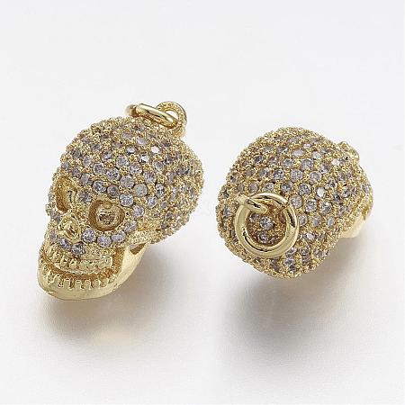 Brass Micro Pave Cubic Zirconia Charms ZIRC-F041-07G-1