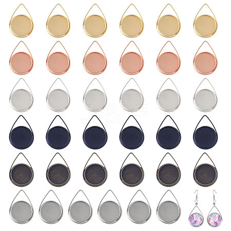 24Pcs 6 Colors Brass Pendant Cabochon Settings FIND-CA0010-44-1