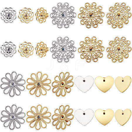 32Pcs 8 Styles Brass Earring Nuts EJEW-SC0001-89-1