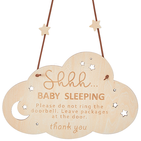 Baby Sleeping Do Not Disturb Wood Door Hanging Decorations DIY-WH20002-82B-1