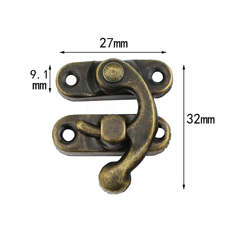 Zinc Alloy Wooden Box Lock Catch Clasps X-PURS-PW0001-110B-1
