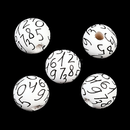 Printed Wood European Beads WOOD-G029-01-1