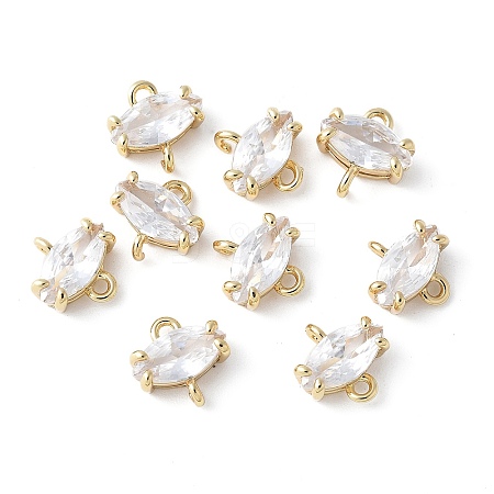 Brass Pave Cubic Zirconia Connector Charms KK-F892-53G-12-1