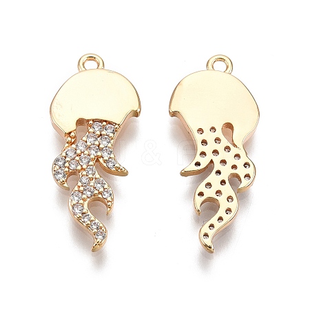 Brass Micro Pave Clear Cubic Zirconia Pnedants KK-C005-13G-1