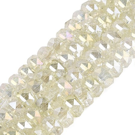 Electroplate Transparent Crackle Glass Beads Strands EGLA-Q135-01A-B04-1