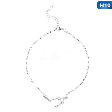 Twelve Constellation Alloy Crystal Rhinestone Link Chain Anklets for Women FS-WG97E4C-19-1