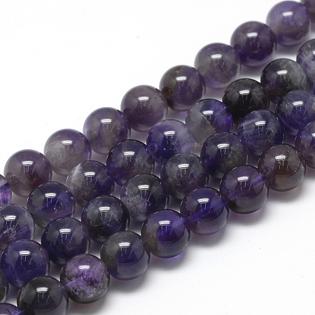 Natural Amethyst Beads Strands G-R446-8mm-20-1