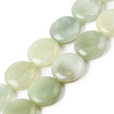 Natural Flat Round Xiuyan Jade Beads Strands G-L245-03A-1