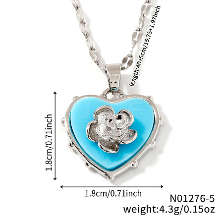 Barss Heart Flower Pendant Necklaces for Women NP0724-2-1