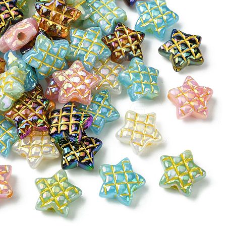 50Pcs Plating Opaque Acrylic Beads MACR-CJ0001-90-1