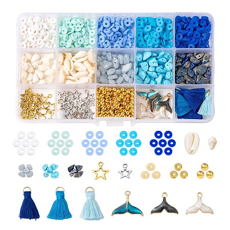 Ocean Theme Beads & Charms DIY Jewelry Making Finding Kit DIY-FS0002-18-1