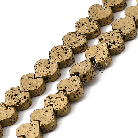 Electroplated Natural Lava Rock Beads Strands G-Q1009-G01-01G-1