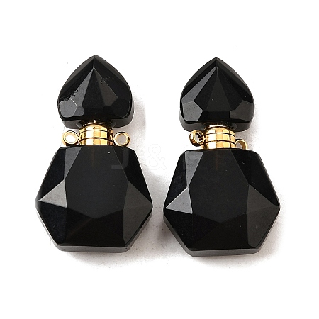 Natural Obsidian Perfume Bottle Pendants G-L623-12G-06-1