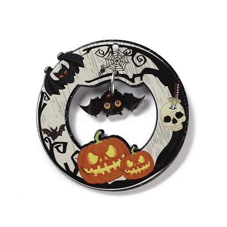 Halloween Theme Opaque Printed Acrylic Pendants SACR-Z006-07C-1