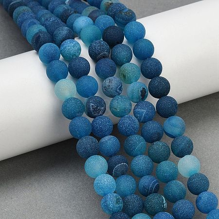 Natural Druzy Agate Beads Strands G-NH0024-A04-8mm-1