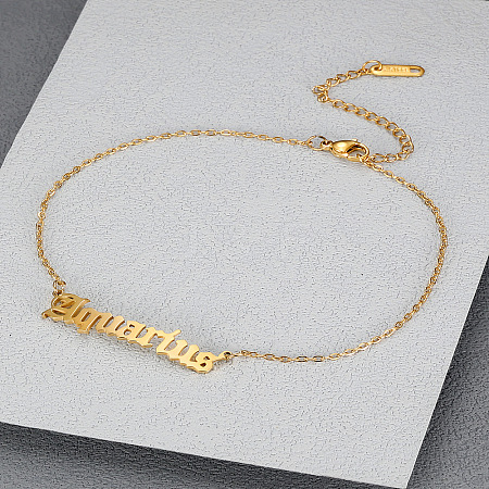 304 Stainless Steel Constellation Word Link Chain Anklets for Women FS-WG5BE8C-11-1