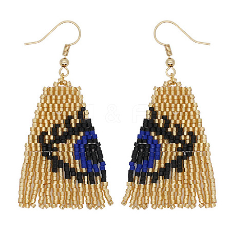 Glass Seed Beaded Dangle Earrings UP1893-02-1