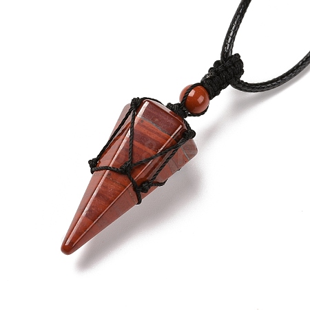 Natural Red Jasper Pendants Necklaces NJEW-E140-A15-1