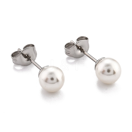 Plastic Imitation Pearl Stud Earrings X-STAS-D0001-03-P-A-1