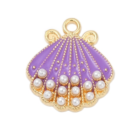 Alloy Enamel Pendants with Plastic Imitation Pearl FIND-Z070-04G-03-1