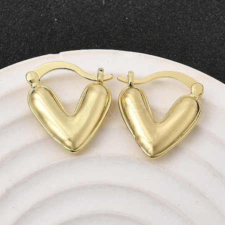 Heart Brass Hoop Earrings EJEW-P333-04G-1