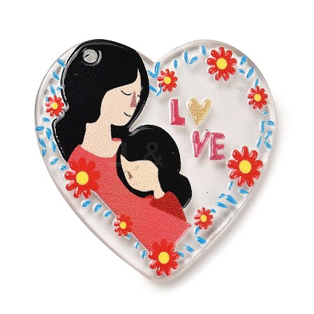 Mother's Day Printed Transparent Acrylic Pendants MACR-P042-C03-1